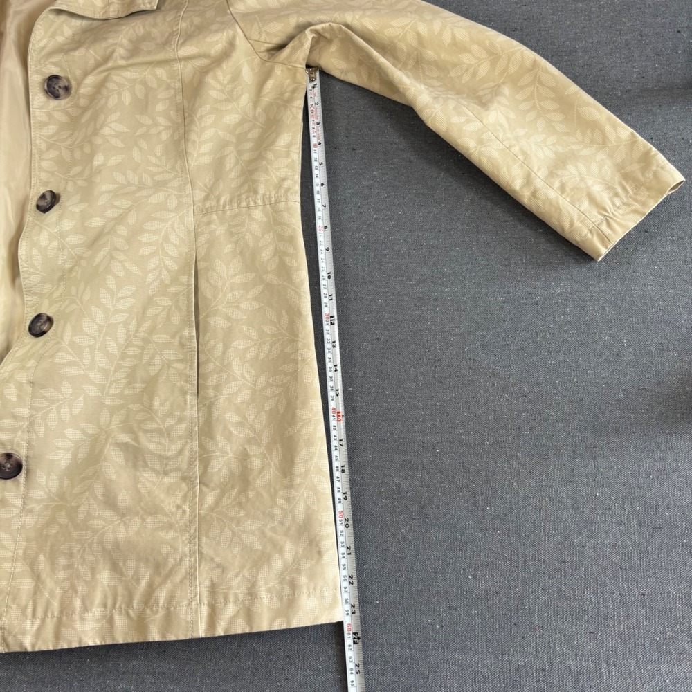 Eddie Bauer Trench Coat Womens XL Tan Excellent Leaf Print Cotton Nylon Jacket - Picture 7 of 9